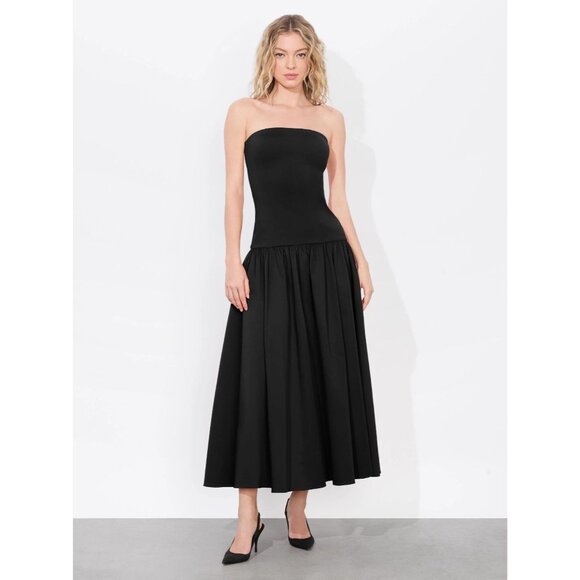 Alice + Olivia Oriana Black Drop Waist Midi Dress 0 NWT $395 - Picture 5 of 9